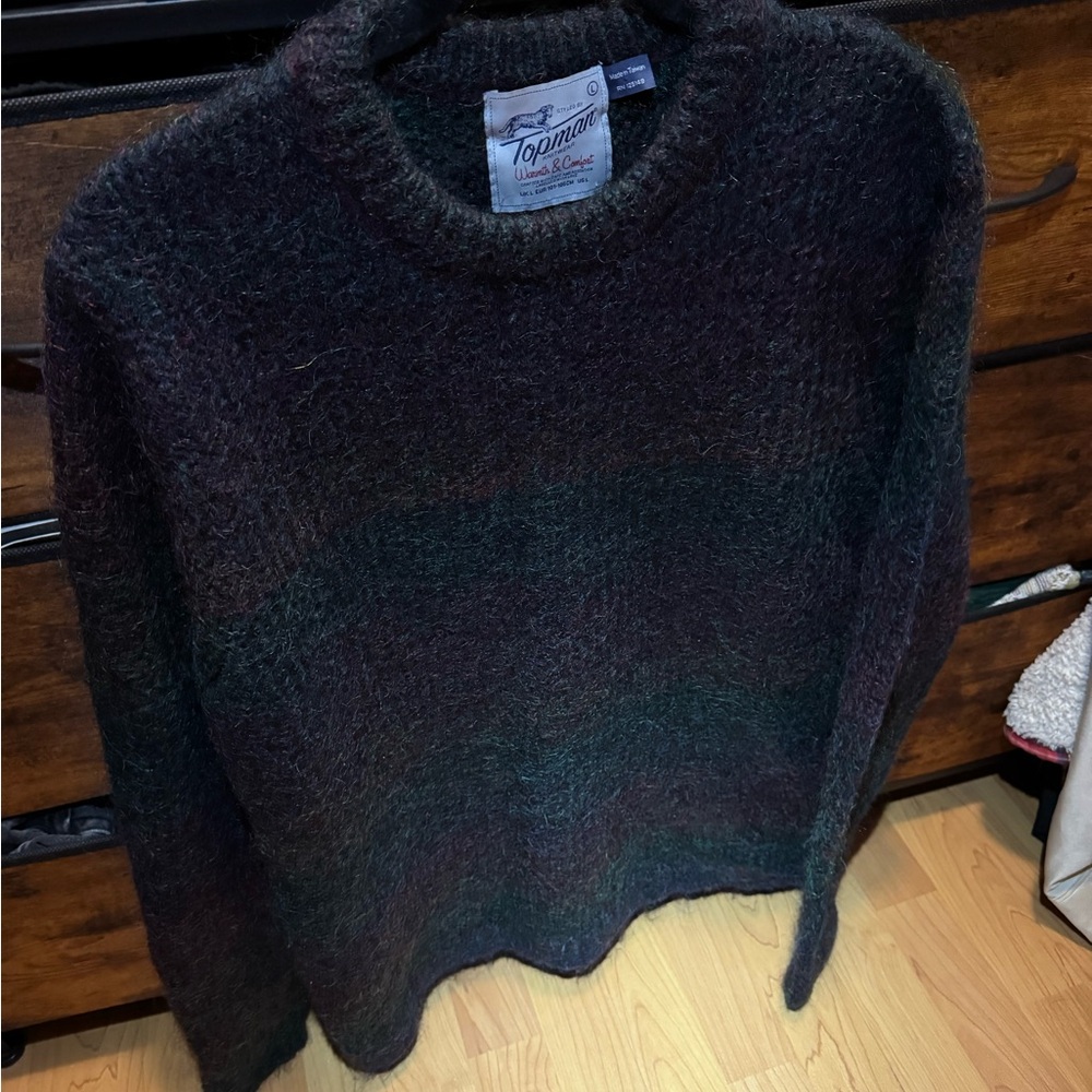 Topman Dark Green and Brown Sweater
